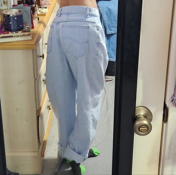 RARE!! Vintage Lee Riders Light Wash Baggy Relaxed Tapered Leg Western Mom Jeans - Picture 3 of 12